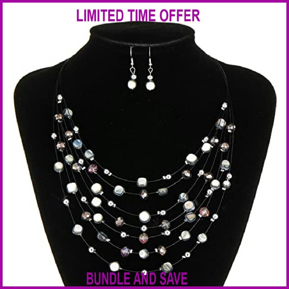 Multi-Layer Boho Shell Beaded Statement Necklace … - image 5